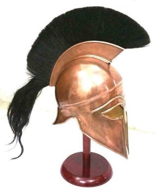 Medieval Greek Spartan Corinthian Helmet with Black Plume Ancient Armour Helmet 2