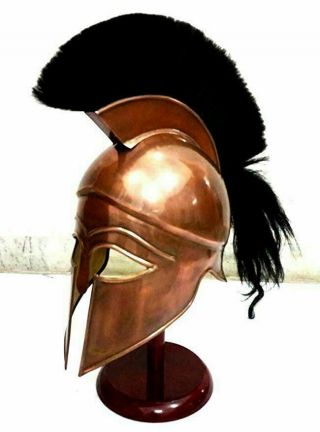 Medieval Greek Spartan Corinthian Helmet with Black Plume Ancient Armour Helmet 3
