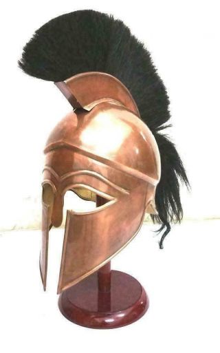 Medieval Greek Spartan Corinthian Helmet with Black Plume Ancient Armour Helmet 4