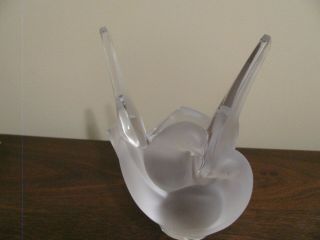 Vintage Signed Lalique Sylvie Dove Vase With Frog