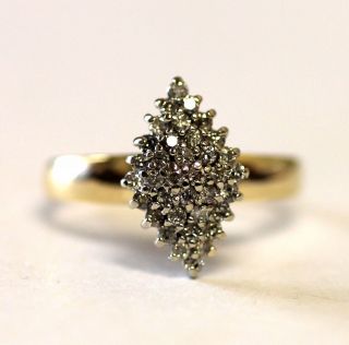 14k Yellow Gold.  50ct Cluster Diamond Ring 3.  7g Estate Vintage Antique Womens