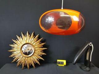 Ufo Lamp Vintage By Luigi Colani - Pop Art Design 70 - Orange With Smoked Windows