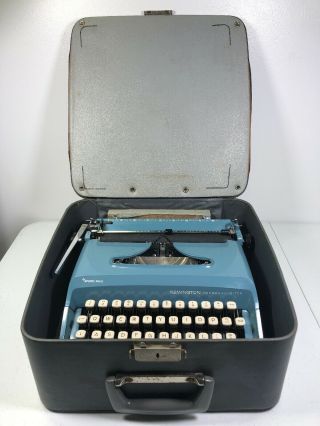 Vintage 1960 Sperry Rand Remington Personal Riter Portable Baby Blue Typewriter
