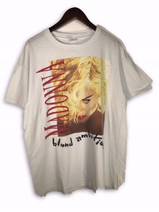 Vintage Vtg 90s Madonna Blonde Ambition Tour White T - Shirt
