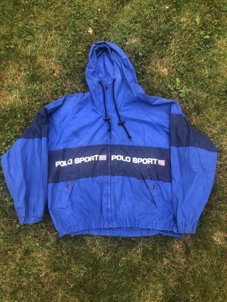 Vintage Polo Sport Ralph Lauren Windbreaker Jacket Spell Out 90s Men’s Xl