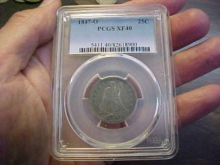1847 O Seated Liberty Quarter Pcgs Xf 40 Rare Key Date Coin