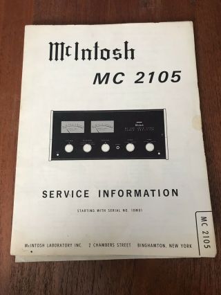 McIntosh MC2105 Stereo Power Amplifier Amp Vintage Electronics Solid State Power 4