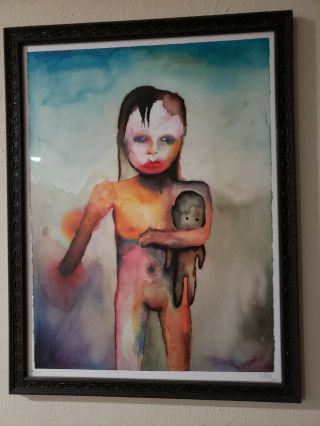 Very Rare Signed Marilyn Manson Watercolor Lithograph " Hand Of Glory " 119/500