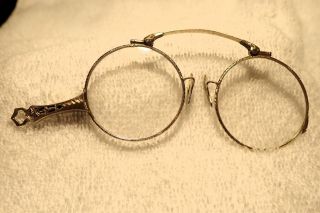 Solid 14k White Gold Oxford Style Fold - Up Glasses Circa 1917