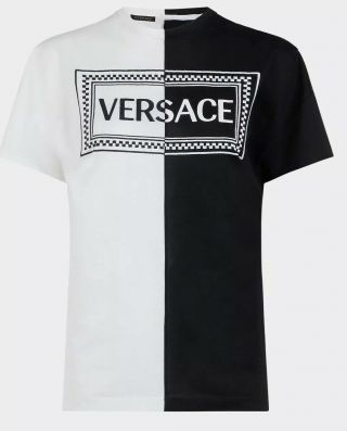 Versace ‘90s Vintage Logo Two - Toned T - Shirt’ - Womens Us Small - Versace