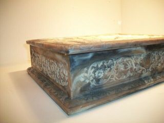 Vintage Incolay Carved Stone Jewelry Trinket Box Hound Dogs Fox Hunt Horses 4