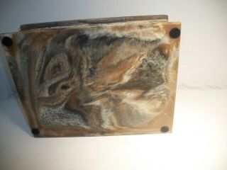 Vintage Incolay Carved Stone Jewelry Trinket Box Hound Dogs Fox Hunt Horses 8