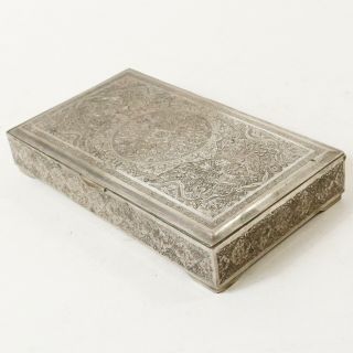 Vtg Persian Hallmarked Silver Hand Crafted Jewelry Cigar Cigarette Box