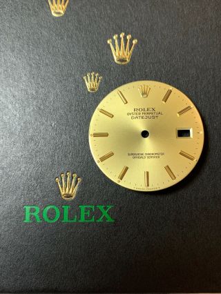 Rolex Datejust Mens 36mm Gold Champagne Jubilee Oyster Stick Dial 16013 16233