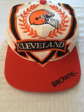 Vtg Cleveland Browns The Game Snapback Hat Cap 1990 Big Box Logo Usa Made 90s
