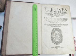 PLUTARCH ' S LIVES OF THE NOBLE GRECIANS & ROMAINES/1612/THICK FOLIO/RARE 2