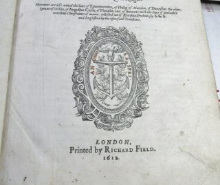 PLUTARCH ' S LIVES OF THE NOBLE GRECIANS & ROMAINES/1612/THICK FOLIO/RARE 8