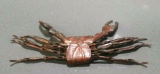 SIGNED Crab JIZAI OKIMONO Statue Japanese Antique Articulated Model Artwork 4
