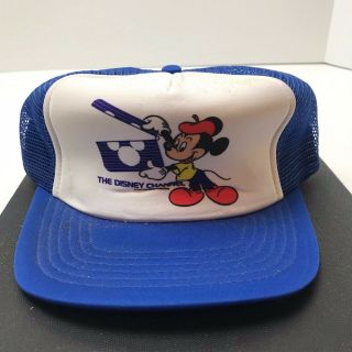 Vintage 1984 The Disney Channel Mickey Mouse Hat Snapback World Cap 80s Rare