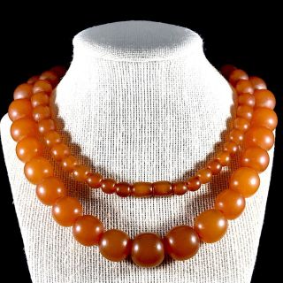 Vintage 50s Baltic Amber Necklace 103,  1 Gm.  Large Butterscotch Amber Round Beads