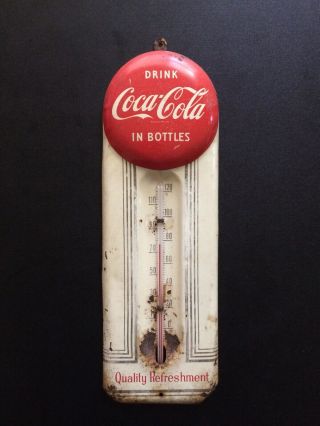 Vintage 50s Coca Cola Button Thermometer