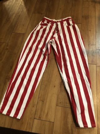 90s Vintage CROSS COLOURS Hip Hop Jeans Red White Stripe Baggy Pants Blue 32 TLC 5