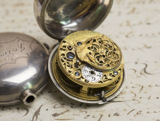 1760s Silver Pair Case English VERGE FUSEE Antique Pocket Watch 5