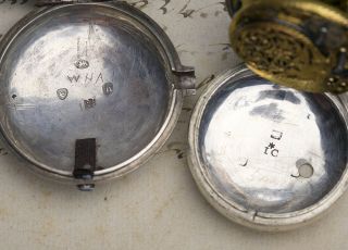 1760s Silver Pair Case English VERGE FUSEE Antique Pocket Watch 7