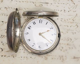 1787 Silver Pair Case English VERGE FUSEE Antique Pocket Watch 6