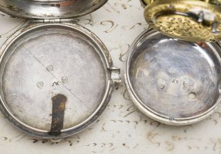 1787 Silver Pair Case English VERGE FUSEE Antique Pocket Watch 8
