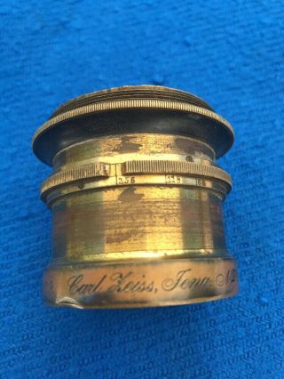Antique Vintage Carl Zeiss Anastigmat F - 2 10 mm Brass Camera Lens, 8
