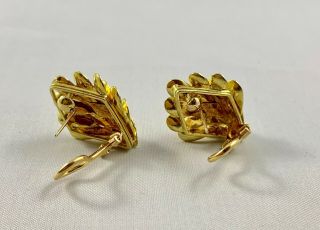 Vintage RARE Tiffany & Co 18k Yellow Gold Leaf Earrings Omega Back 5