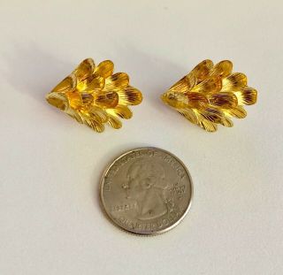 Vintage RARE Tiffany & Co 18k Yellow Gold Leaf Earrings Omega Back 8