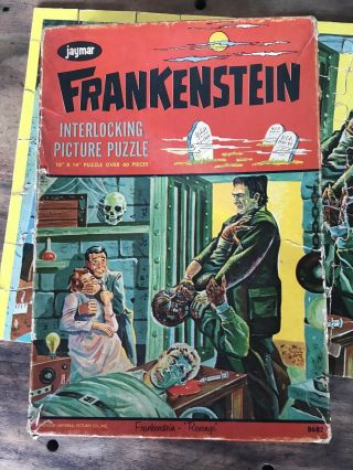 Vintage Jaymar Frankenstein Revenge Puzzle Large 10x14 Inch Complete Universal