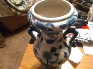 Antique chinese blue and white porcelain vase With Birds & Flowers Hand Painted 2