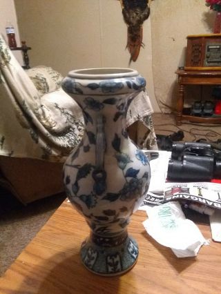 Antique chinese blue and white porcelain vase With Birds & Flowers Hand Painted 3