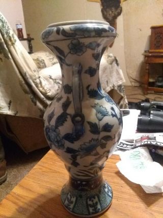 Antique chinese blue and white porcelain vase With Birds & Flowers Hand Painted 5