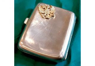 Russian Solid Silver Cigarette Case Faberge (?)