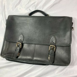 Vintage Coach Black Leather Briefcase Messenger Bag 100 Leather Large