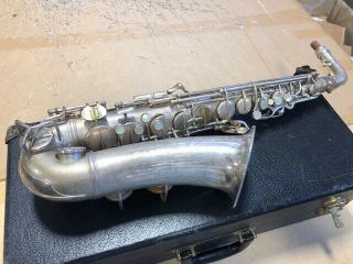 Rare 1945 - 1946 Conn 6m " Naked Lady " Alto Saxophone,  Rolled Tone Holes,  Silver