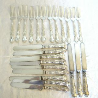 Vintage Gorham Sterling Silver Dinner Forks And Knives 12 Each
