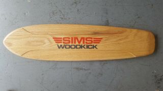 Vintage Sims Solid Oak Wedge Woodkick Rare Skateboard Deck 8 " X 32.  5 "