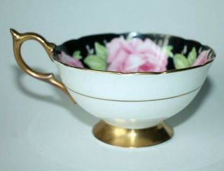 Aynsley Black Cabbage Rose Tea Cup and Saucer Pattern C926 Rare Circa 1930 ' s 4