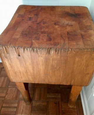 Rare Antique Vintage Solid Maple Butcher Block Table 24 " X 24 " X 31 " Tall.  1950s.