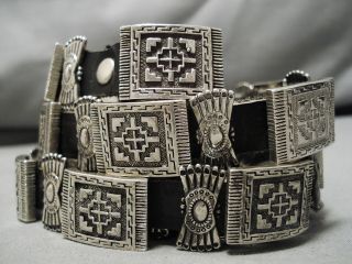 Heavy Thick Vintage Navajo Tufa Cast Sterling Silver Native American Concho Belt