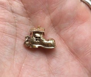 Vintage 14k Yellow Gold " Old Lady In The Shoe " Charm Pendant Mid Century 14kt