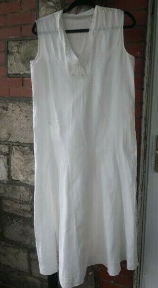Antique White Linen Sailor Dress 1920s Flapper Era Drop Waist