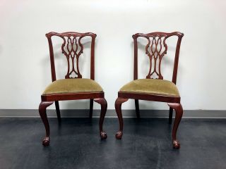 Councill Craftsmen Mahogany Chippendale Style Ball Claw Dining Side Chairs Pair2