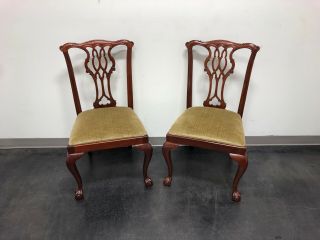 COUNCILL CRAFTSMEN Mahogany Chippendale Style Ball Claw Dining Side Chairs Pair2 2