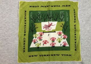 Vintage Tammis Keefe York Rockefeller Center Hankie Handkerchief